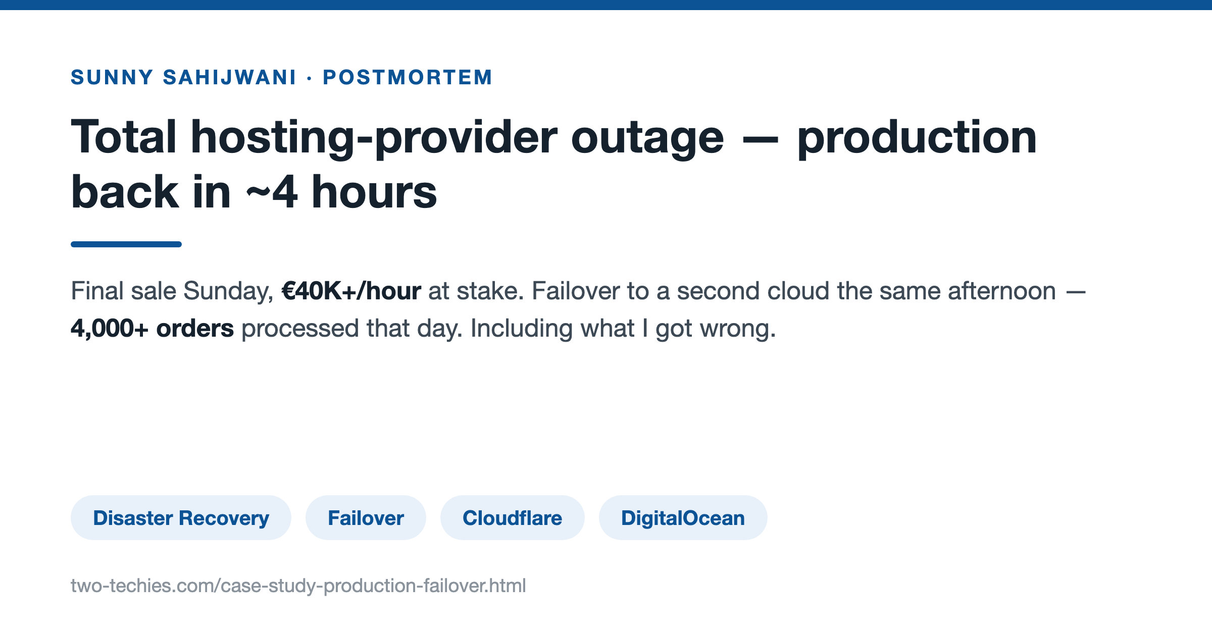 Production failover case study